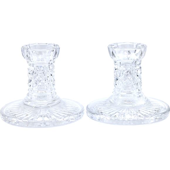 Cristal d'Arques Crystal Eventail Candlestick Holders 3"x4.25" [Set of 2] - Picture 1 of 11